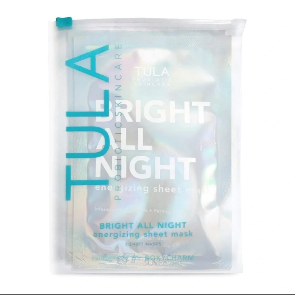 TULA Bright All Night Energizing Sheet Mask (2 masks) NIP $24